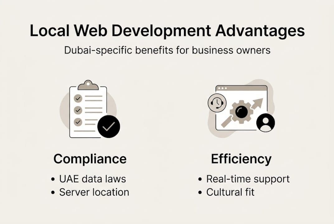 Infographic showing Dubai web development advantages