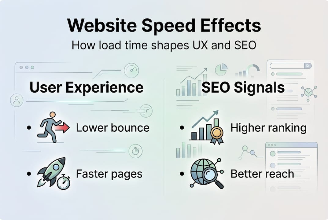 Infographic showing site speed’s effect on UX and SEO