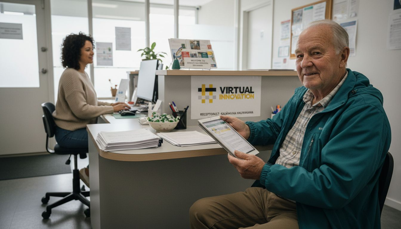 How to Build a Medical Website for Clinic Success 1 Web Design Image Patient using clinic website at reception desk