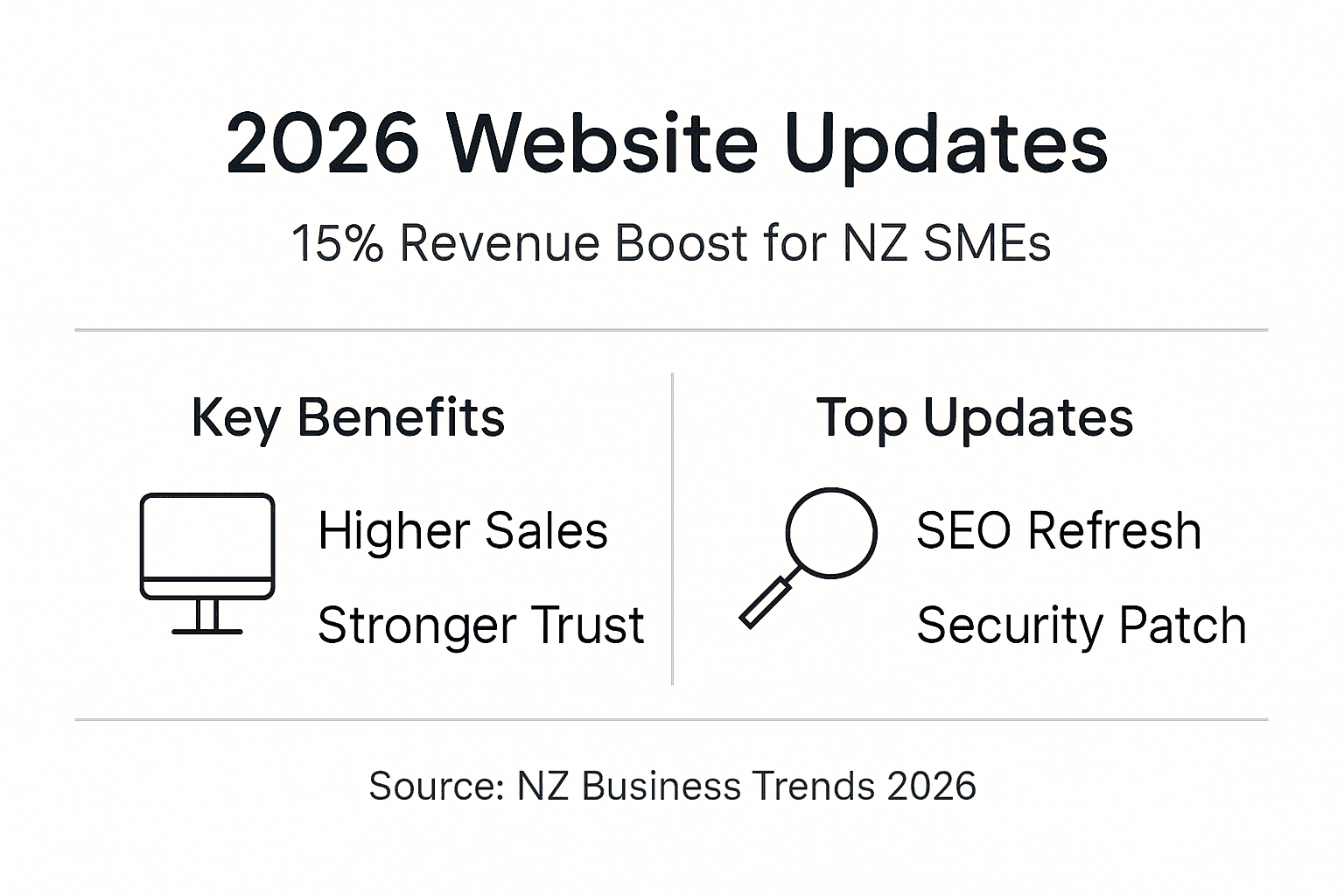 Why update your website in 2026: 15% revenue boost for NZ SMEs 2 Web Design Image Infographic key benefits website updates NZ SMEs