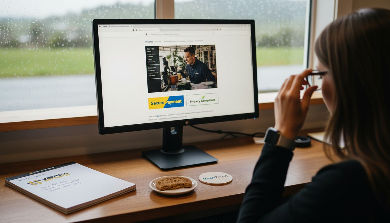 Website features checklist for NZ service businesses 2026 1 Web Design Image Website screen shows trust badges and SSL