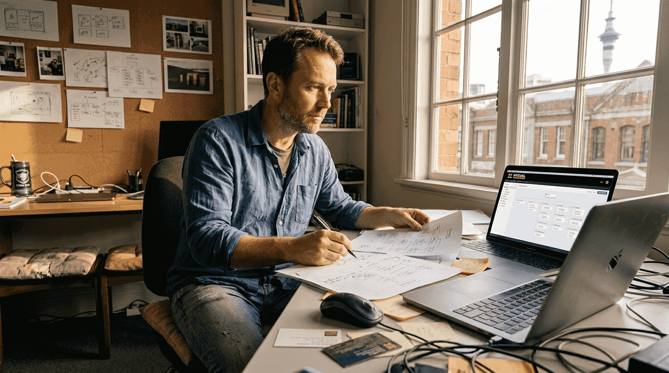 Why website redesign is needed for NZ small business growth 1 Web Design Image Designer working on website navigation ideas