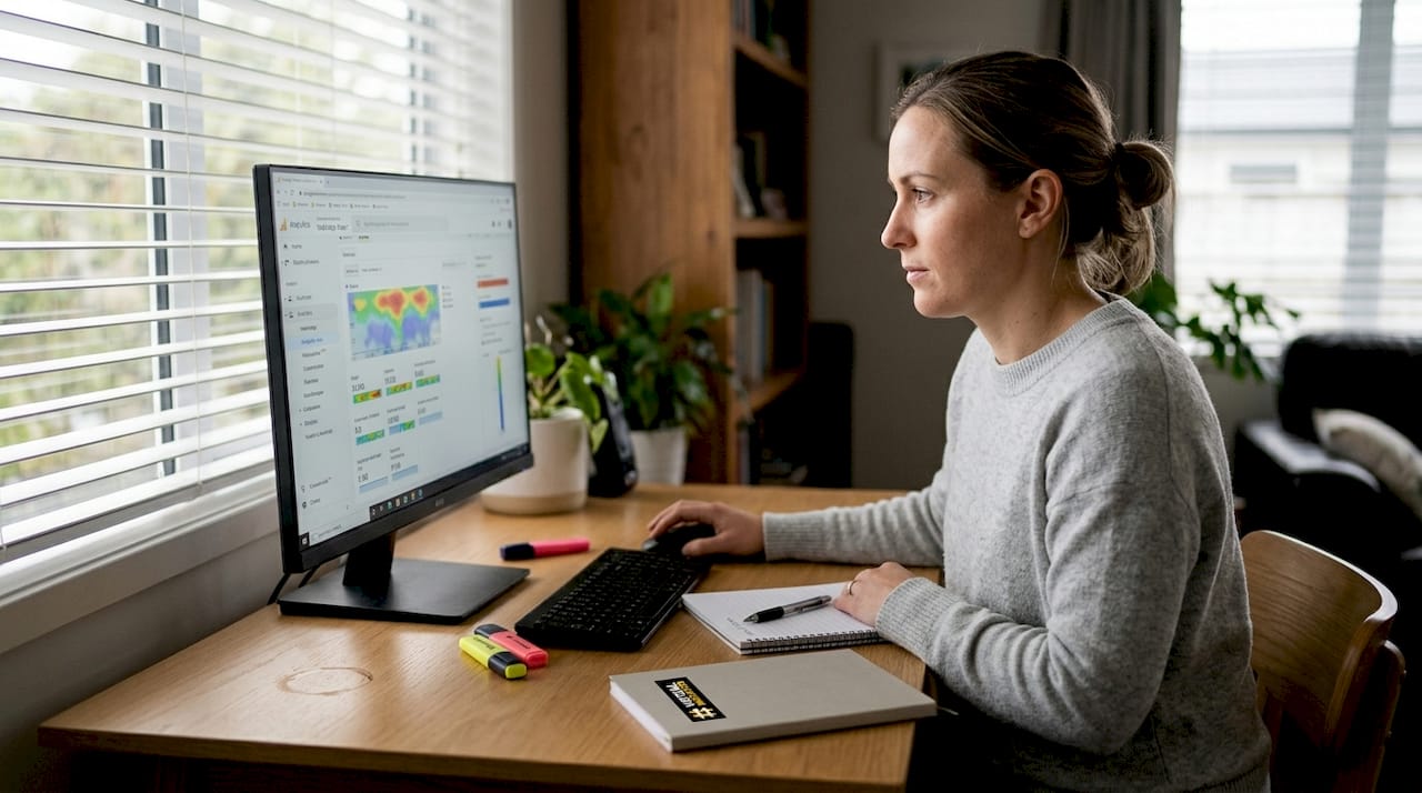 The role of UX in web design: boost business growth 1 Web Design Image Person reviewing website heatmap analytics data