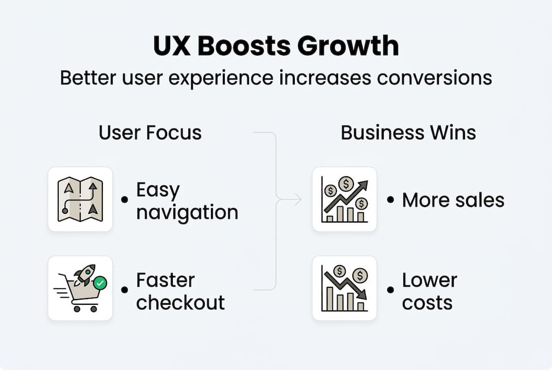 The role of UX in web design: boost business growth 2 Web Design Image Infographic showing UX impact on growth