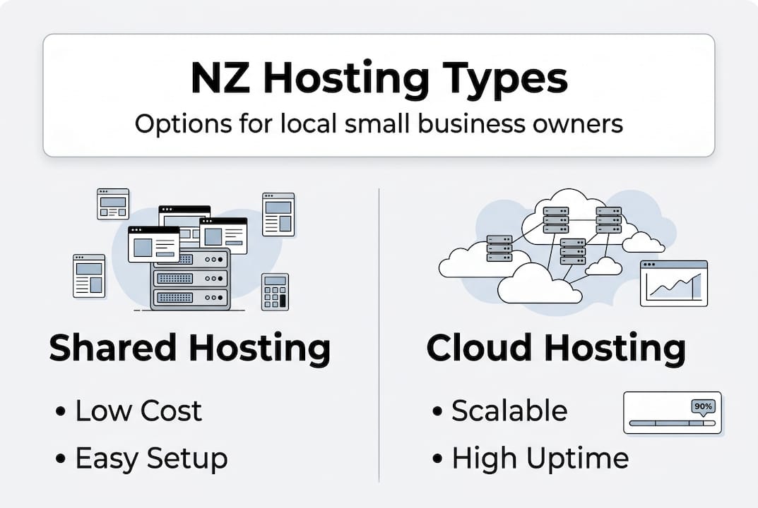 What is website hosting? A guide for NZ small businesses 2 Web Design Image Infographic showing NZ hosting options