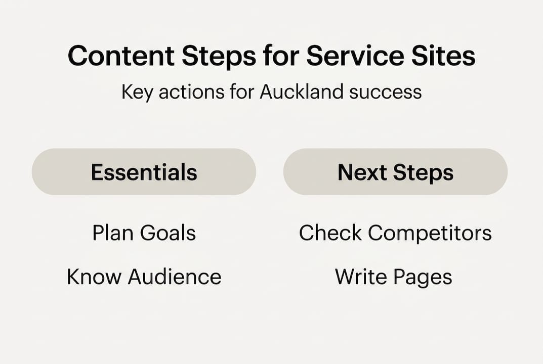 Website content steps that boost Auckland service businesses 2 Web Design Image Infographic outlining website content steps