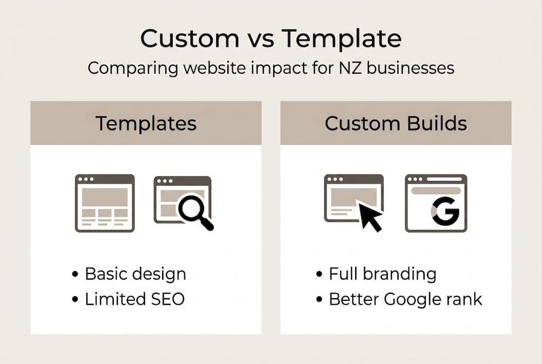 Infographic custom versus template websites key points