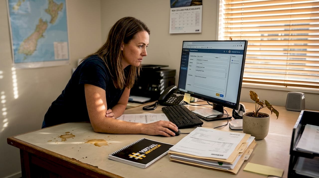 Receptionist manages business website tasks
