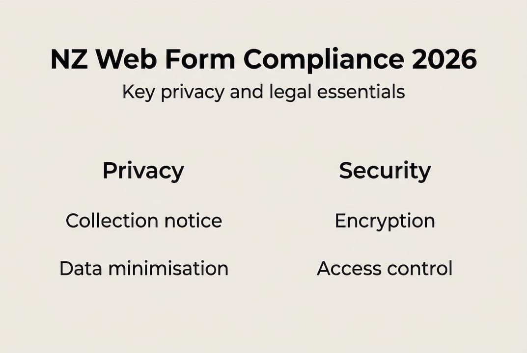 Web forms: boost NZ small business conversions in 2026 2 Web Design Image NZ web form compliance infographic with key points