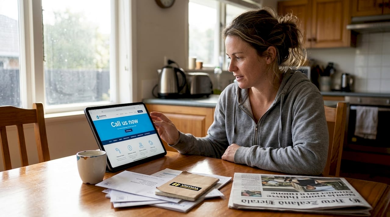 Business owner views plumber website example