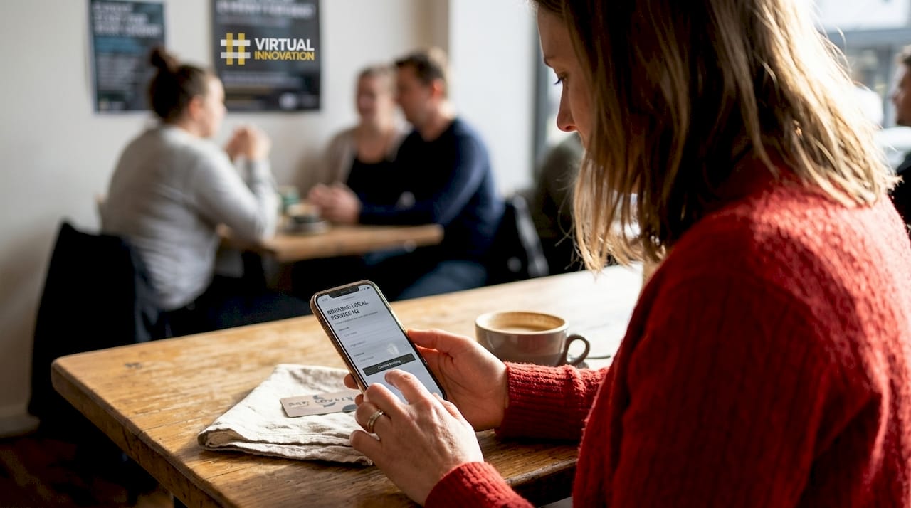 Why invest in UI design? Boost growth for your NZ business 1 Web Design Image Customer completing simple booking form at cafe