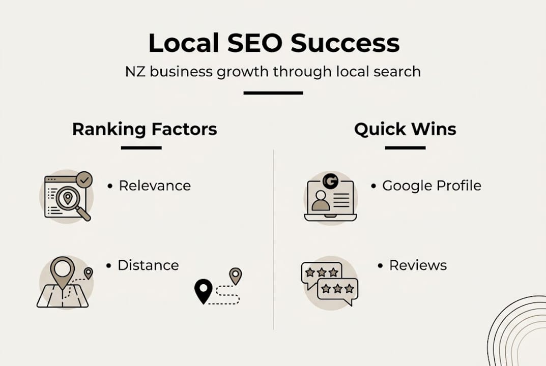 Why local SEO matters: grow your NZ business in local search 1 Web Design Image Infographic of local SEO success factors