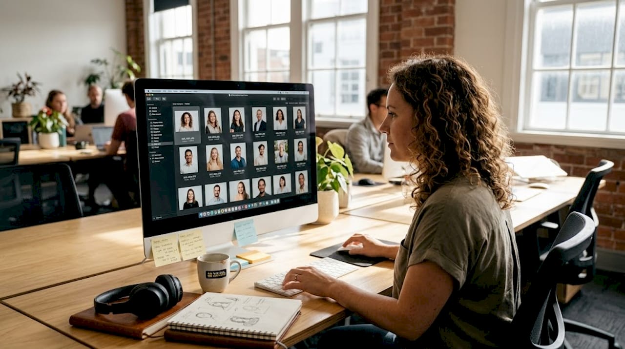 Why professional photos boost your website by 45% 1 Web Design Image Web designer viewing professional photo options