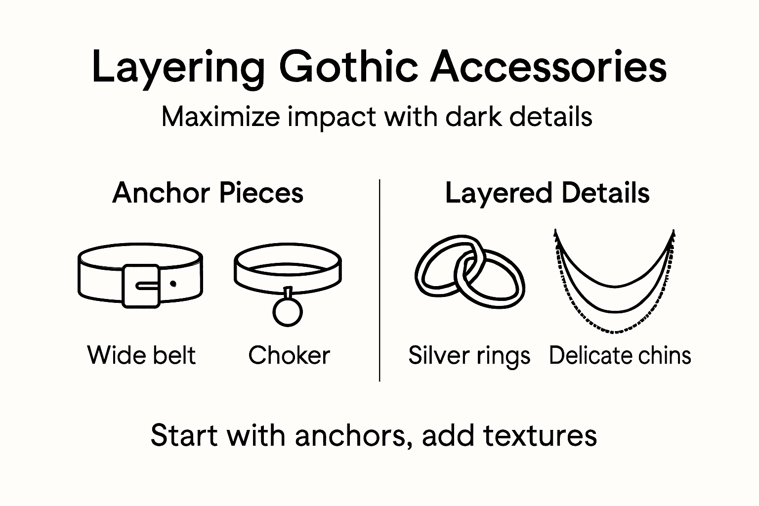 Infographic for layering gothic accessories
