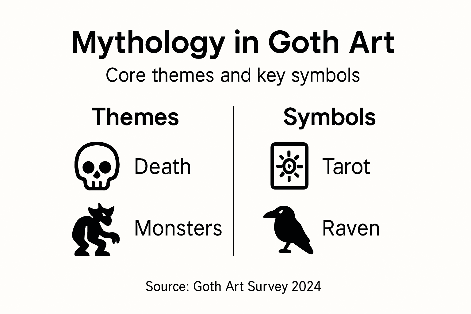 Infographic showing goth art mythological themes