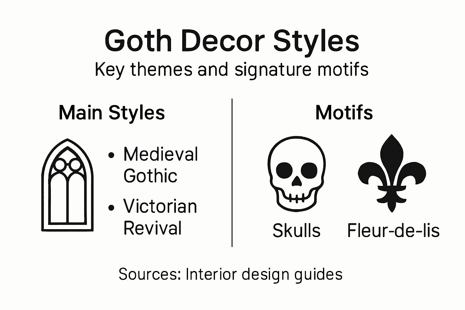 Infographic compares goth decor styles and motifs