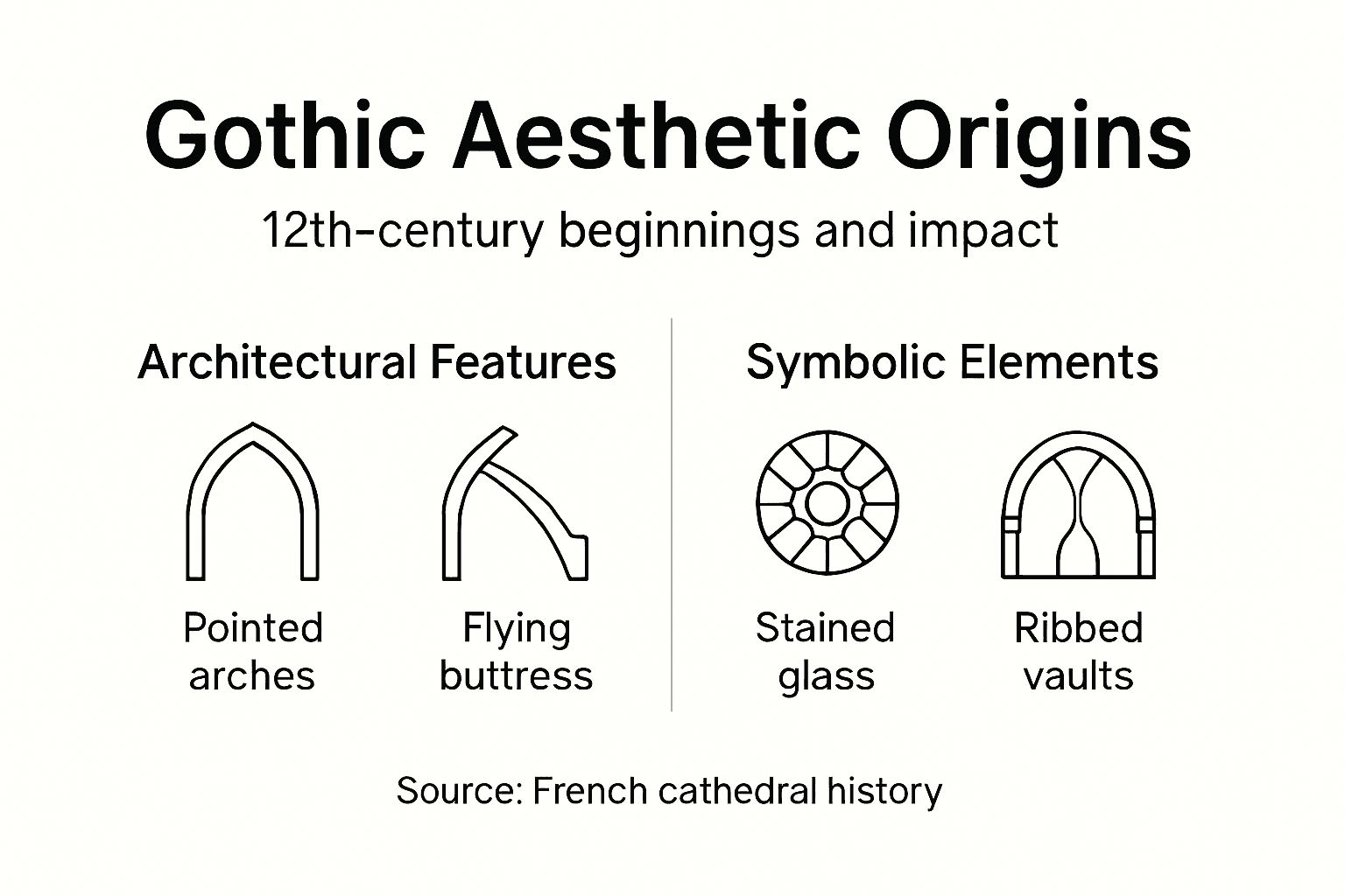Infographic showing gothic aesthetic origins and traits