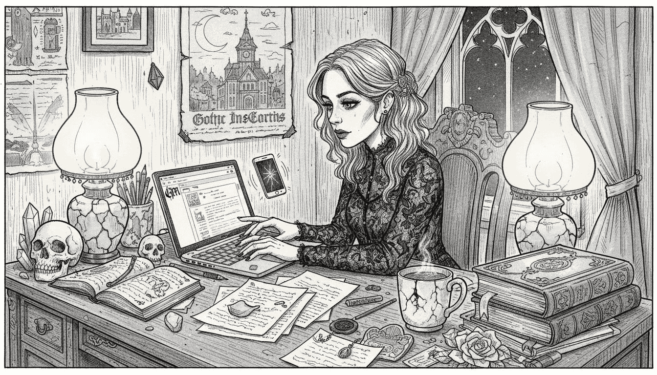 Gothic content creator interacting online