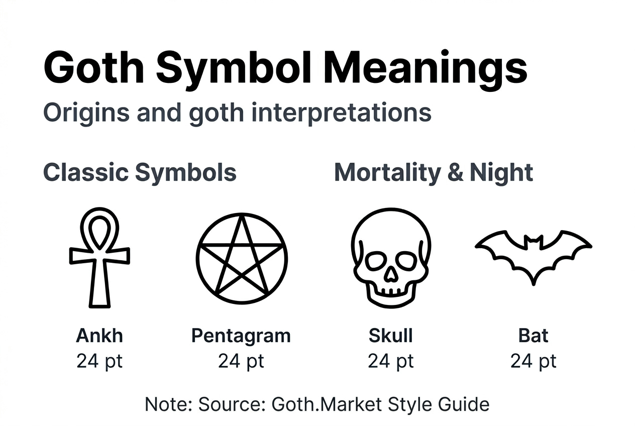 Infographic of goth symbols and meanings