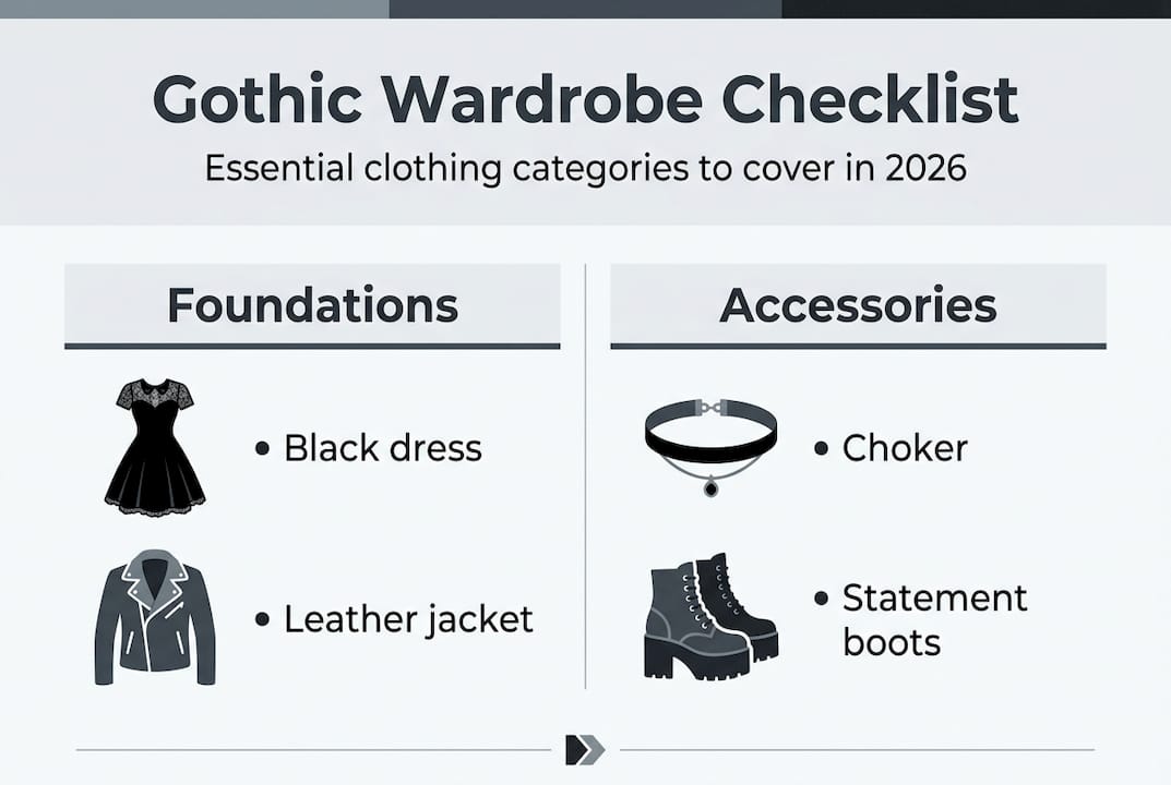 Infographic gothic wardrobe essentials checklist