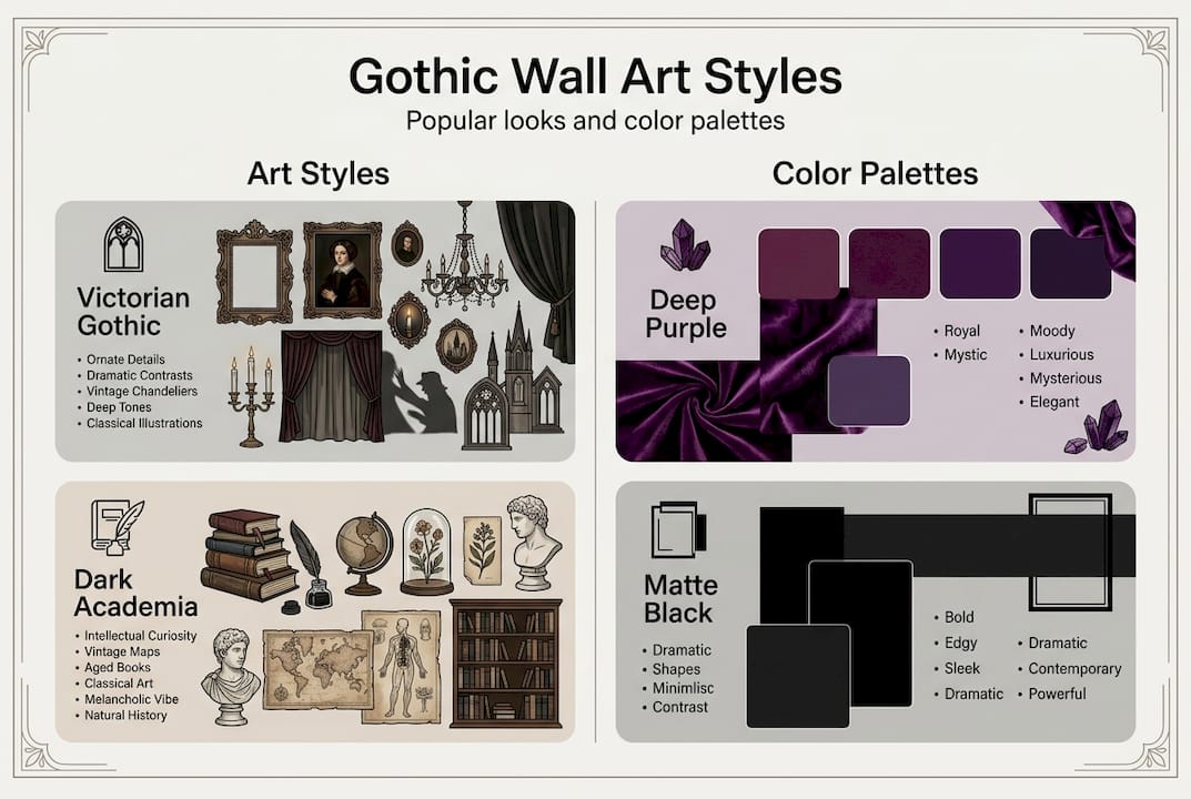 Infographic of gothic art styles and colors