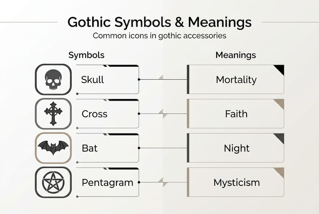 Infographic of gothic symbols with meanings