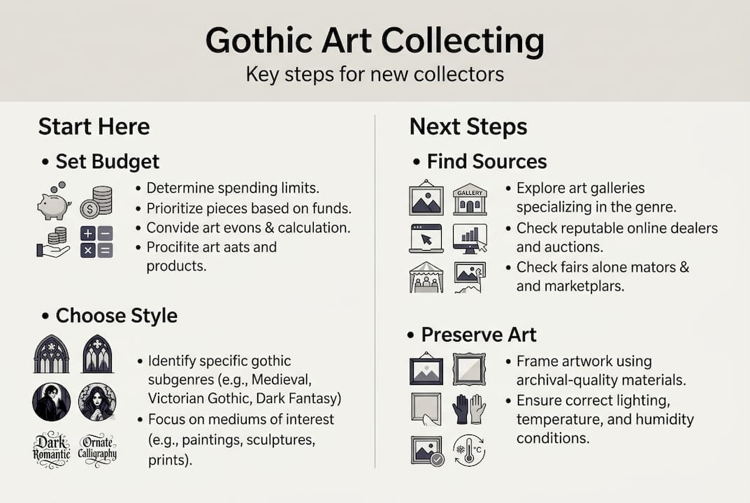 Infographic of gothic art collecting steps