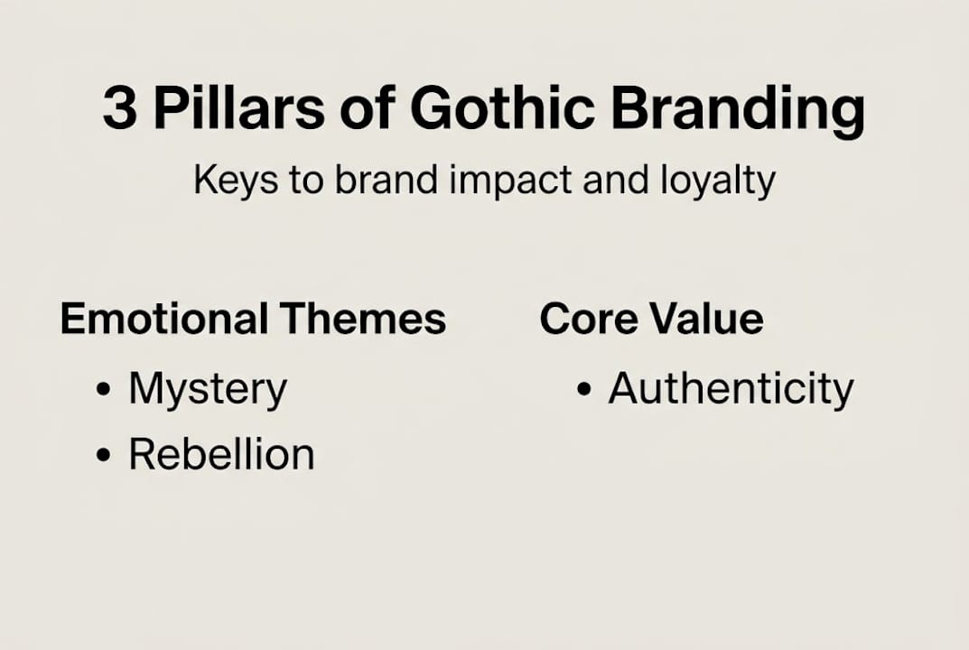 Infographic showing pillars of gothic brand strategy