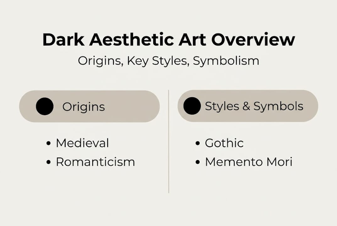 Infographic showing art origins, styles, symbols