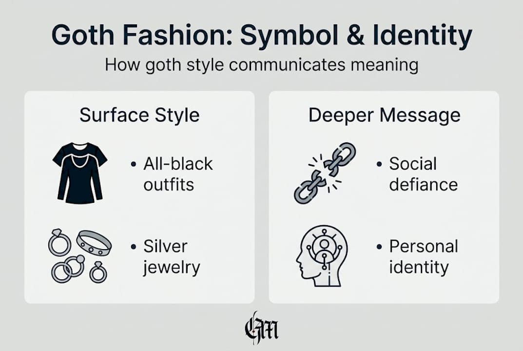 Infographic showing goth style surface and meaning