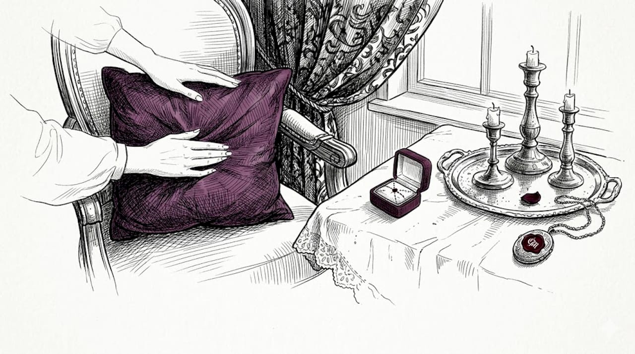 Gothic velvet pillow and brocade textile