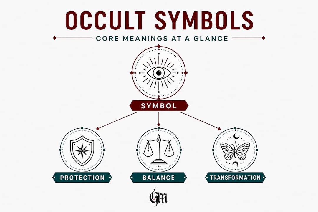 Hierarchy infographic of occult symbols and meanings