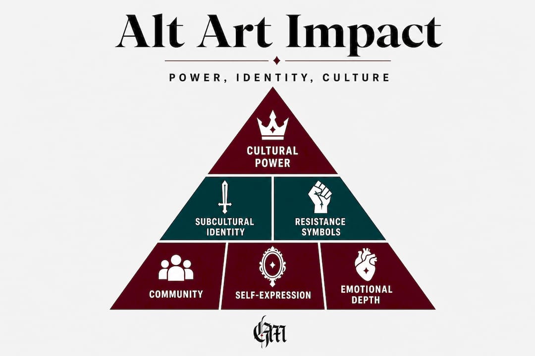 Hierarchy infographic showing alternative art’s impact