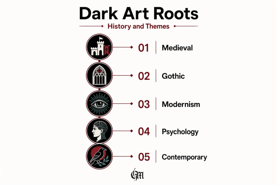 Infographic of dark art historical timeline