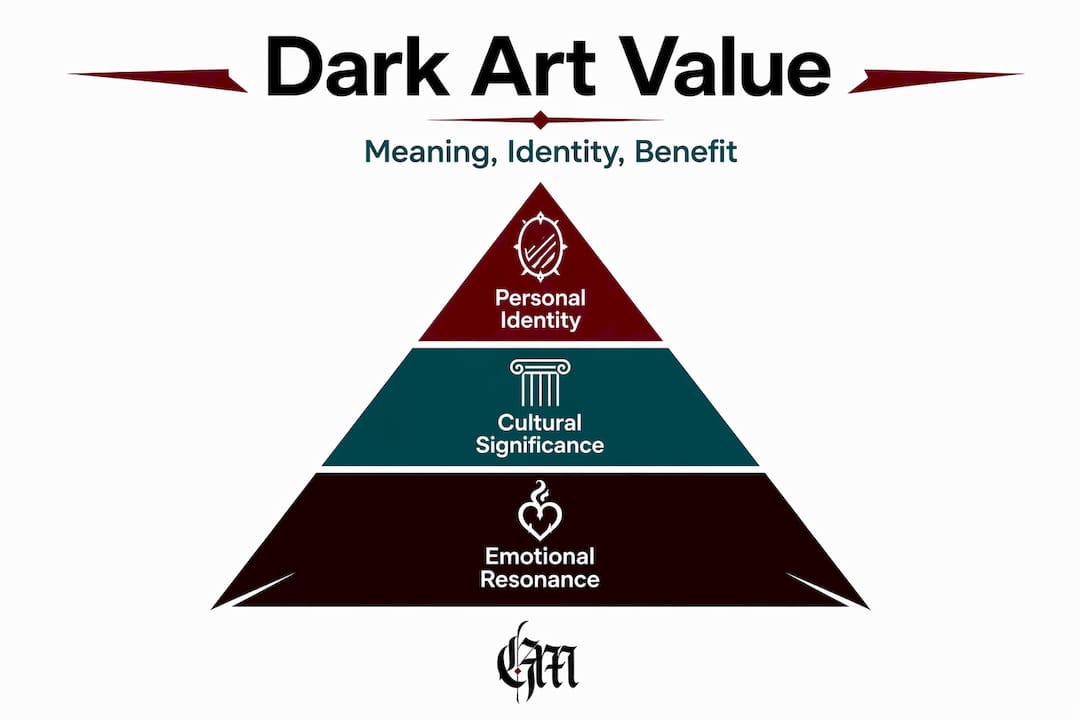 Hierarchy infographic of dark art value