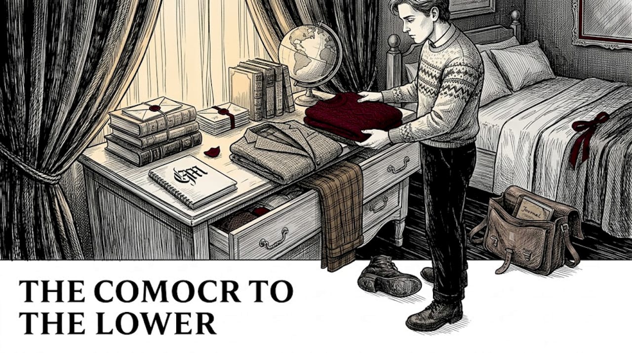 Wardrobe with tweed, knits, vintage books