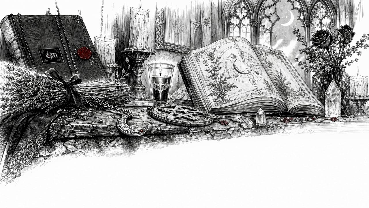 Collection of witchy symbolic design objects
