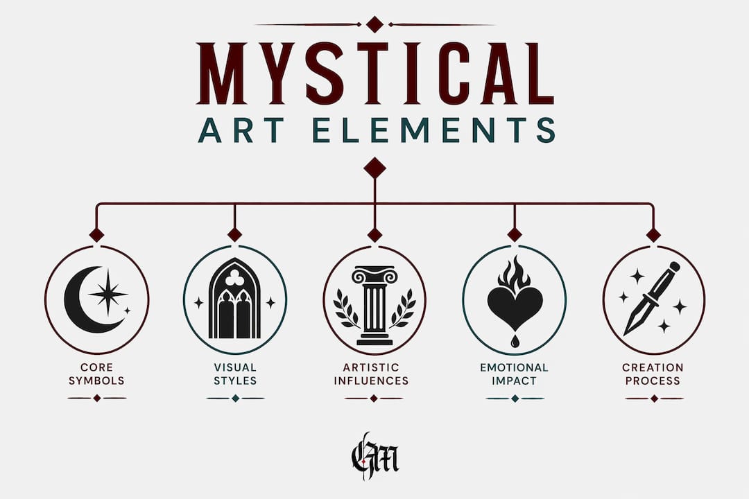 Infographic illustrating core elements of mystical artwork