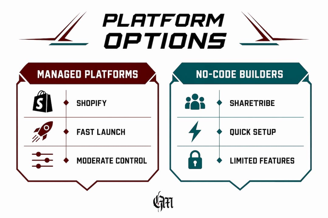 Infographic comparing gothic marketplace platforms
