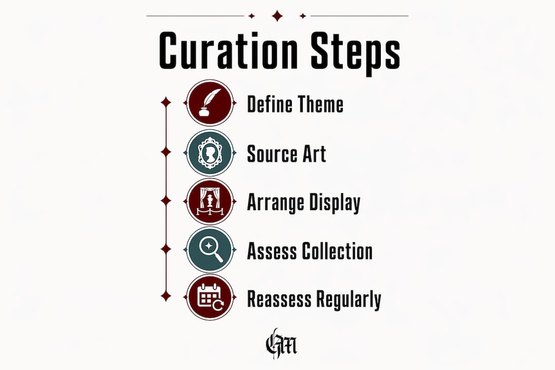Infographic outlining dark art curation steps