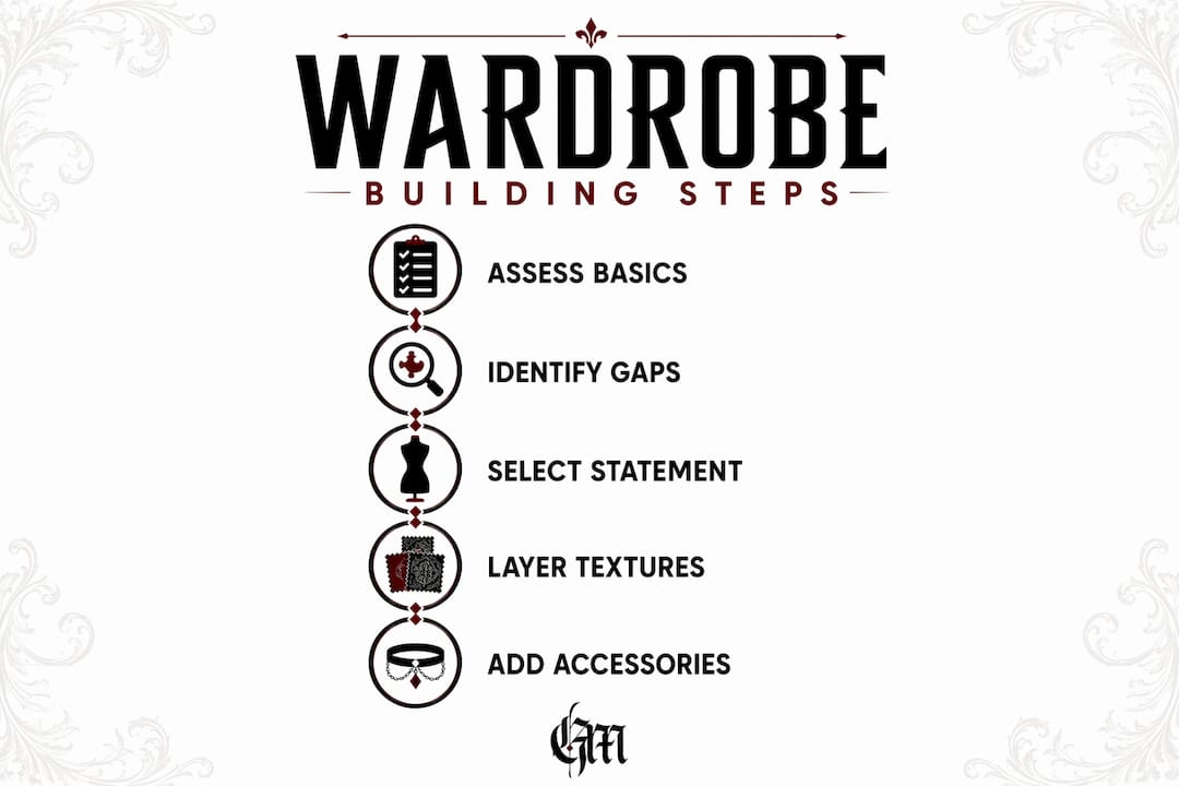 Infographic showing five steps to build alternative fashion wardrobe