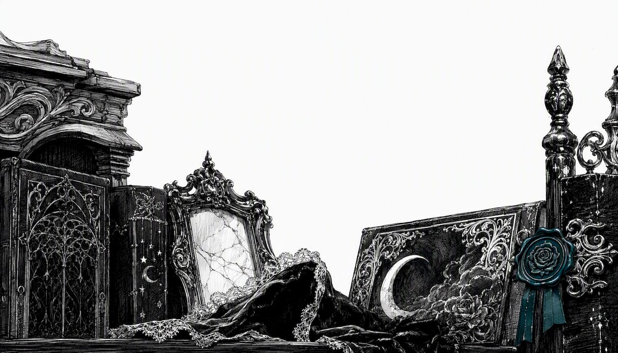 Close-up textures of gothic shelf materials