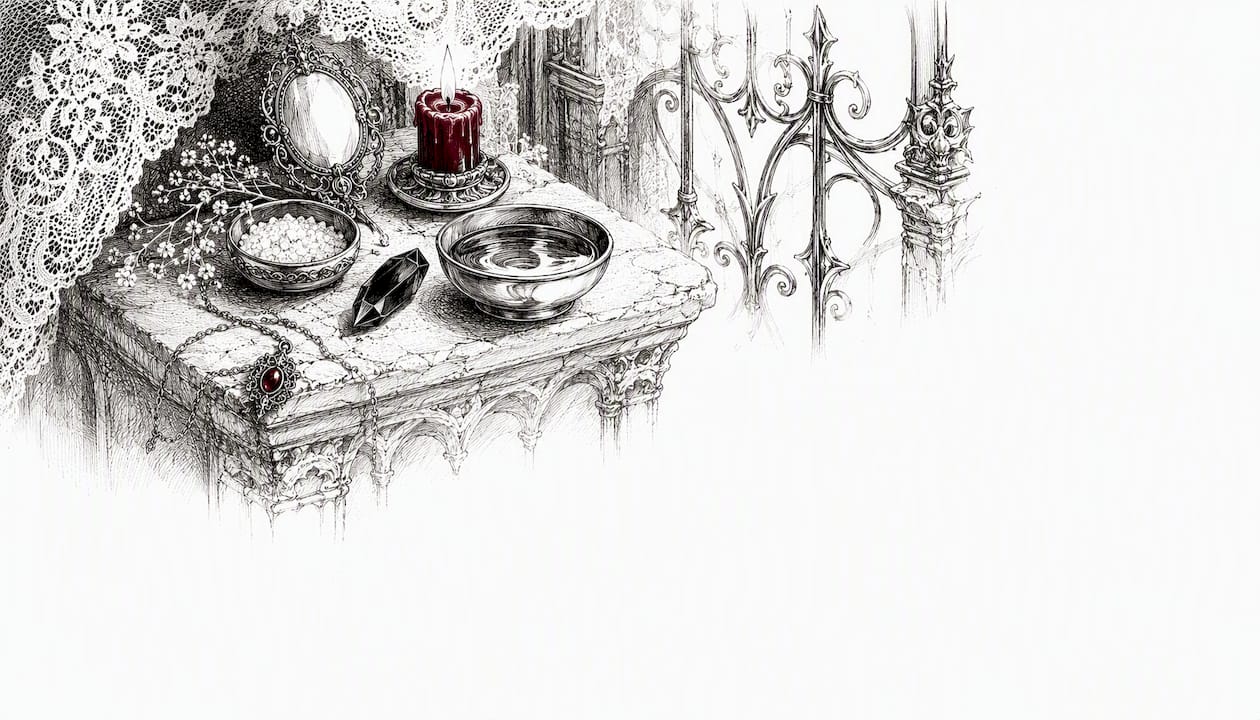 Sketch of a small portable witchcraft altar