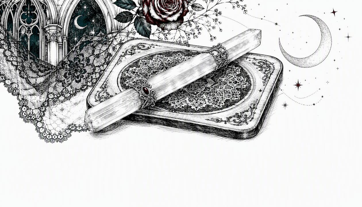 Selenite wand on charging plate sketch