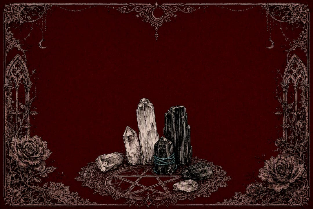 Sketch of grounding crystals with pentacle