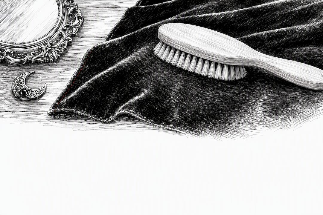 Soft brush resting on velvet pile