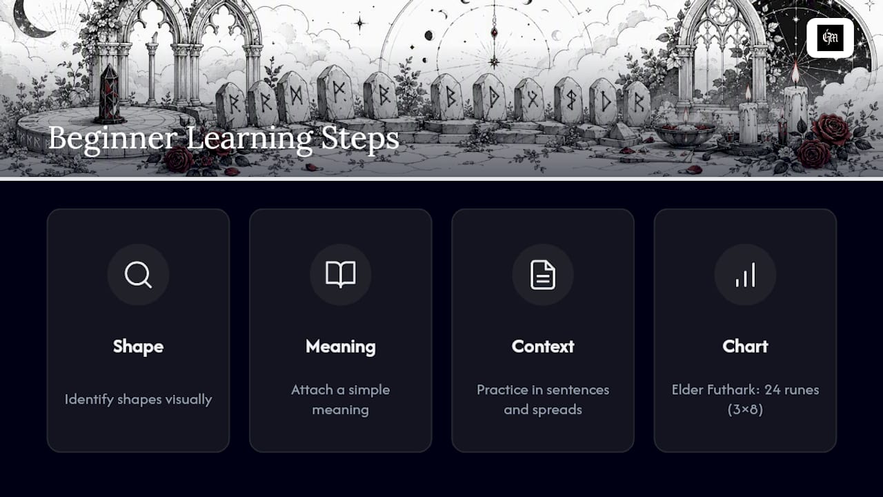 Three-step rune learning sequence and structure
