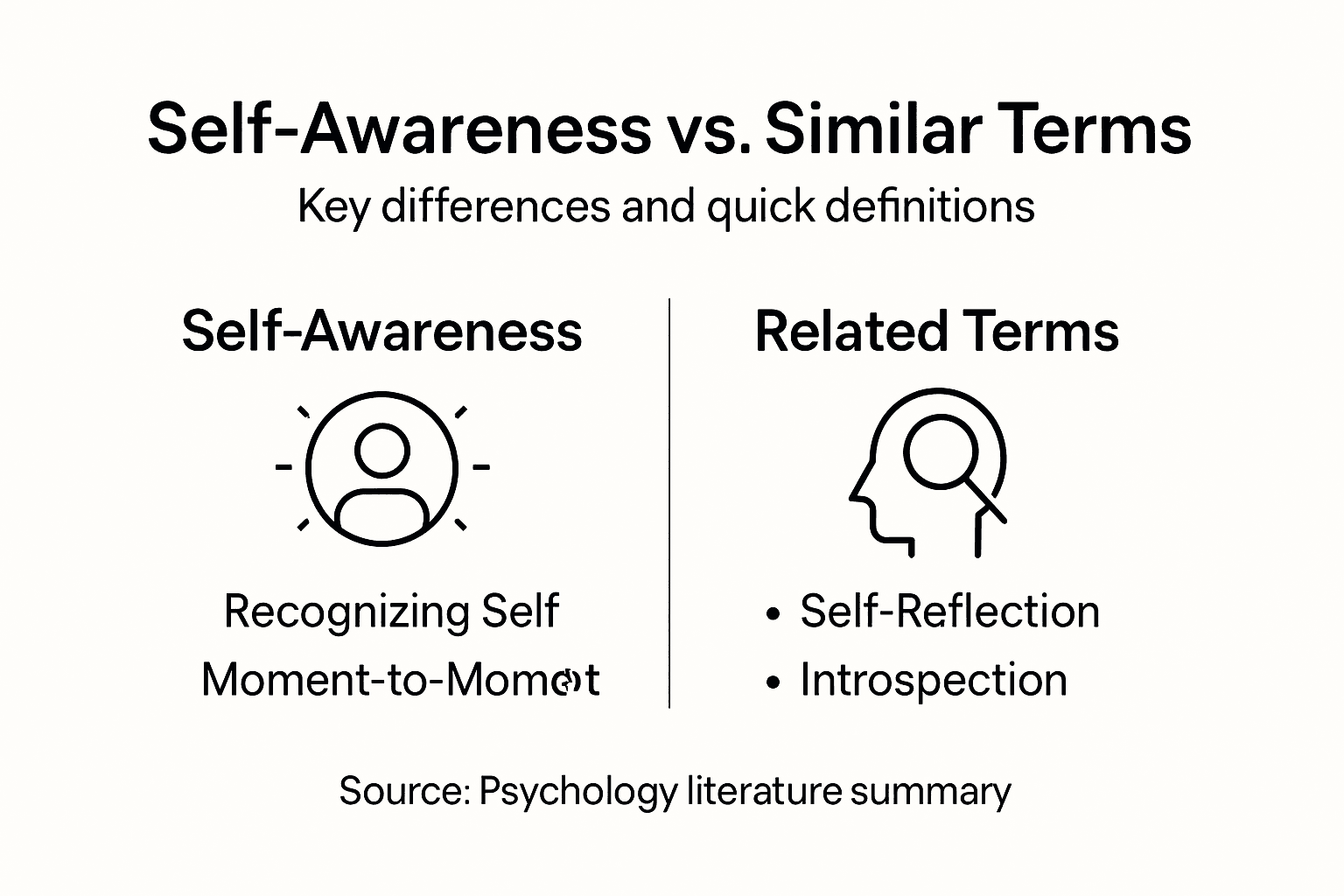 Infographic comparing self-awareness and similar terms