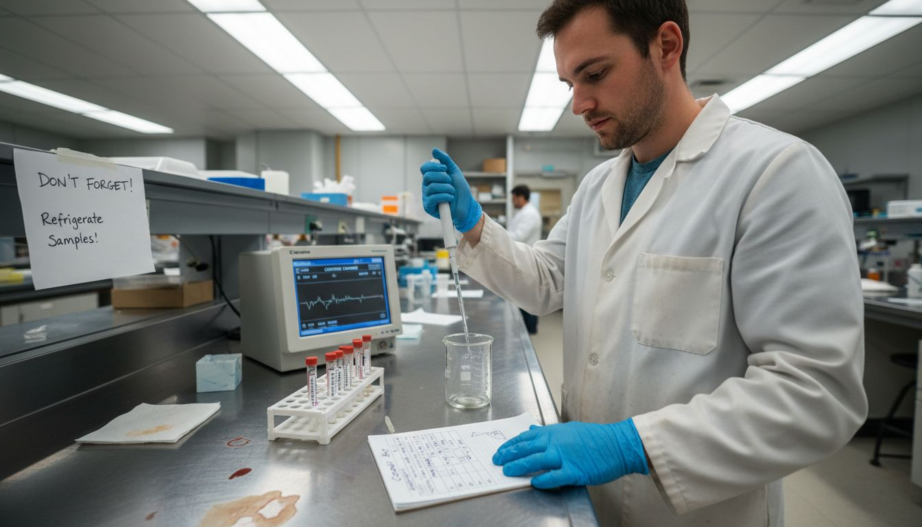 Lab technician records cortisol stress levels