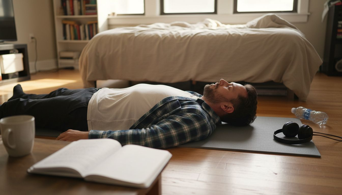 Man practicing body scan meditation